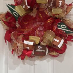 Handmade 49ers Football Wreath