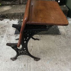Antique student desk with wrought iron legs HOME SCHOOL