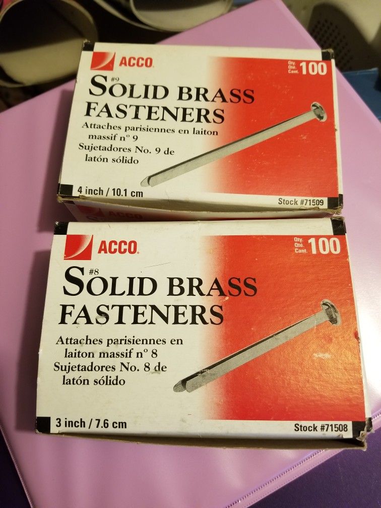 $10 Brass Fastners 15 Boxes Asst. Sizes