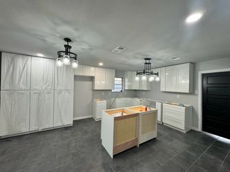 Kitchen cabinets.