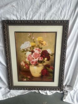 Large Ornate Framed Floral Wall Art