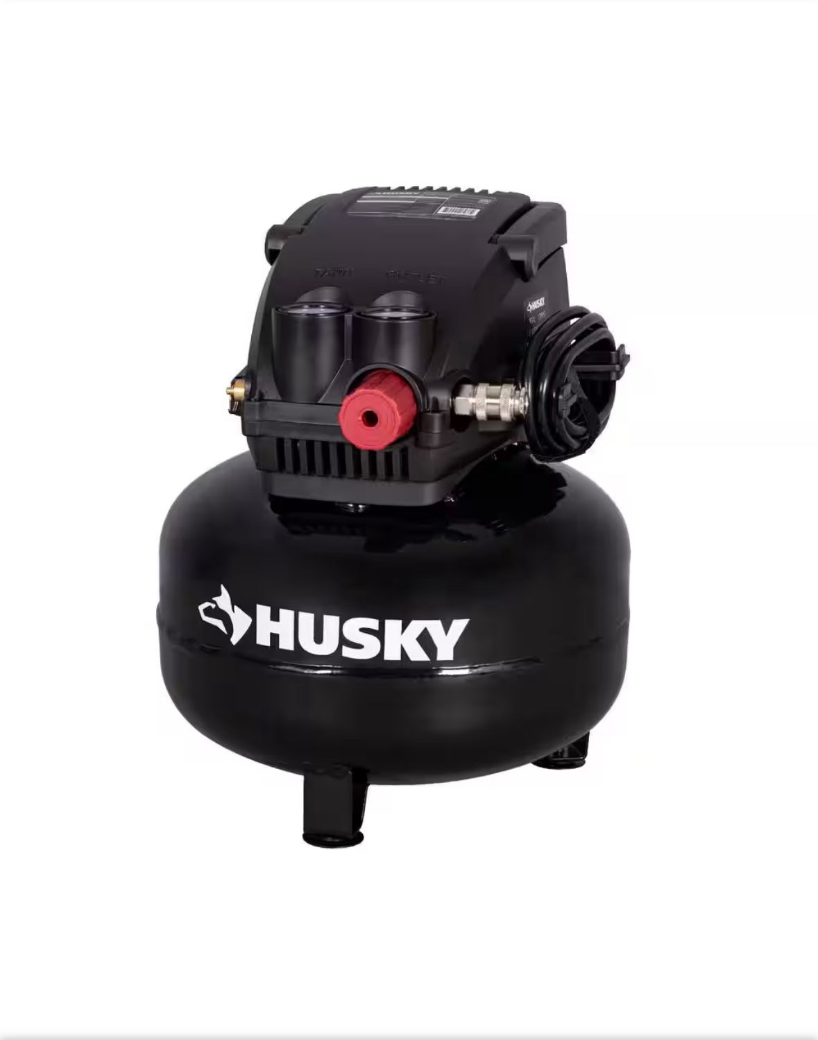 Husky 3 Gal. 120 PSI Portable Electric Oil-Free Light Duty Pancake Air Compressor with Fold Down Han