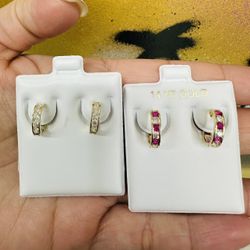 14k Hoops With CZ Stone 