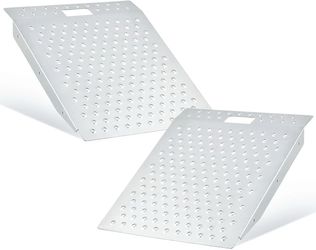 Garvee Heavy Duty Steel shelter Ramps - 1500 lb Capacity Anti-Slip Punch Plate Loading Ramps for Riding Mowers, ATVs & Motorcycles - 29" x 24" - Set o