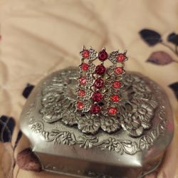 Pink Rhinstone Adjustable Ring Costume Jewelry 