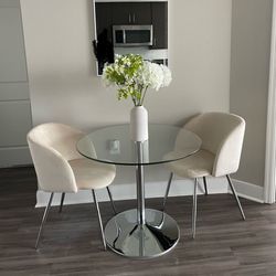 Glass Table & Upholstered Chairs