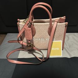 Michael Kors Crossbody Messenger Handbag Purse Shopper Small Bag DK Powder Blush