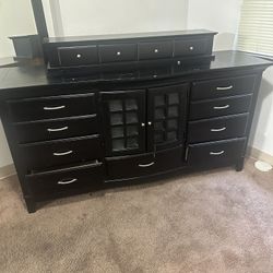 Black dresser with mirror 