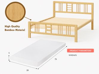 🌿 Twin Size Bamboo Bed Frame + High Quality Mattress – Only $120! 🛏️