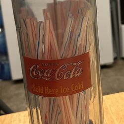 Vintage Coca-Cola 1992 Glass Diner Style Straw Dispenser Holder 