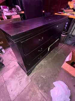 Black Wood Dresser with Multiple Drawers
