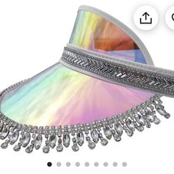 Iridescent visor bedazzled with crystals/rhinestones - bridal party/bachelorette
