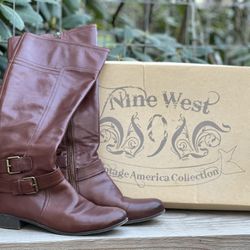 Nine West Vashiza Knew High Boots, Size 9 brwn