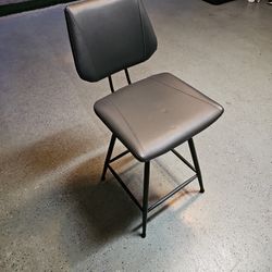 2 Grey Leather Counter Stools