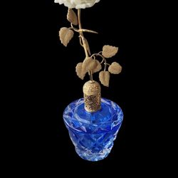 Vintage IRICE Cut Glass Blue Crystal Perfume Bottle West Germany9