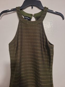 bebe Gina Back Keyhole Dress Olive Color Size Small