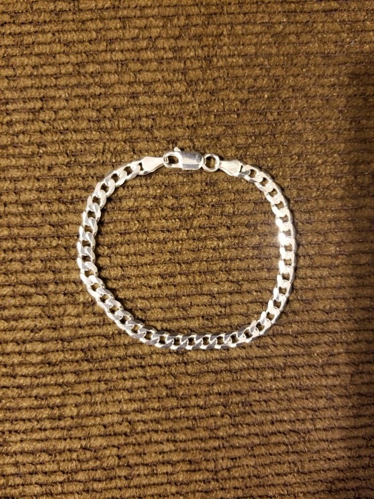 Italy 925 Solid Sterling Silver 5.5mm Cuban Link Bracelet 7.5" Plata Italiana 925 Pulsera Cubana 7.5"