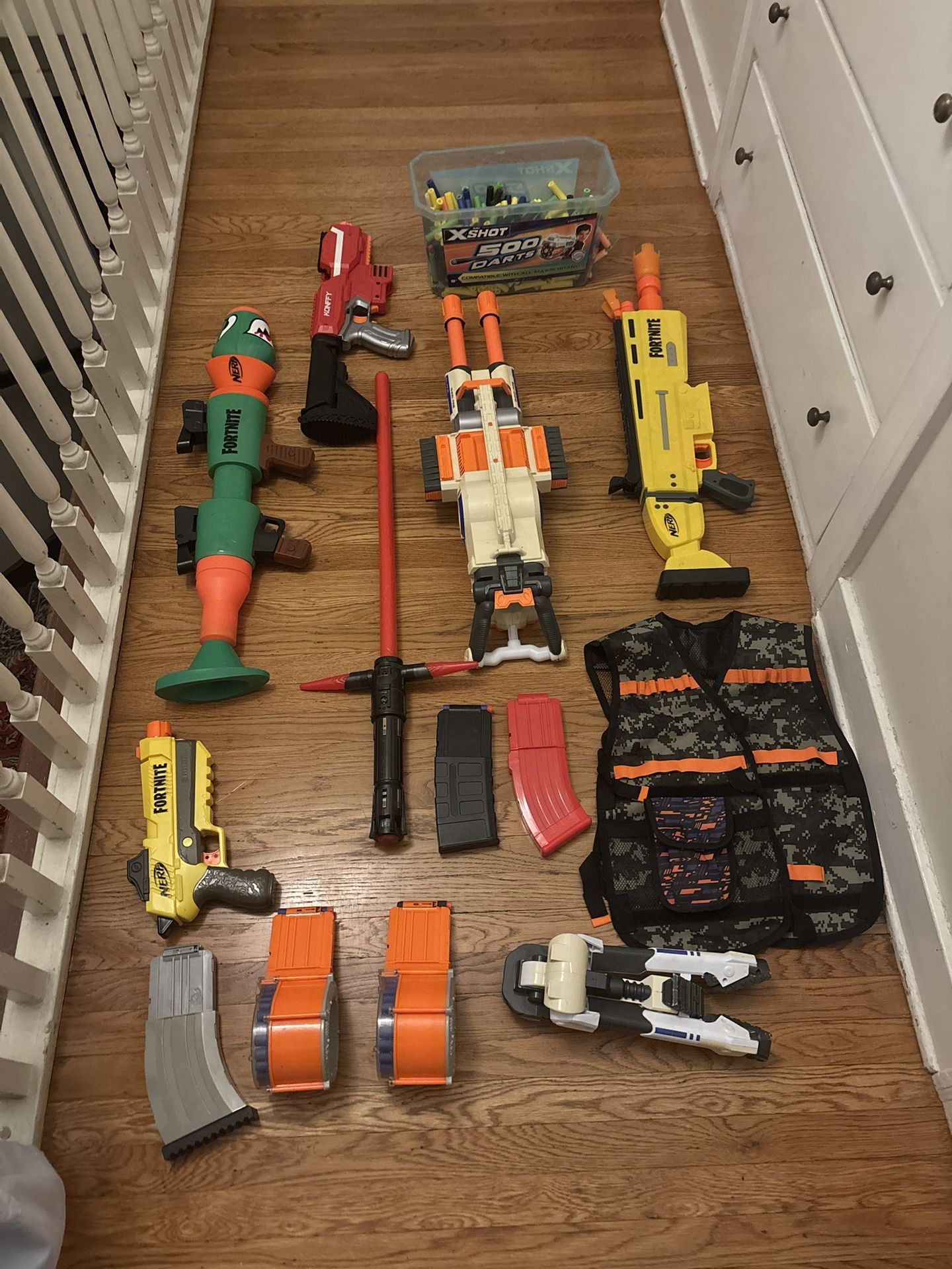 Nerf Guns, Disney Light Saber,