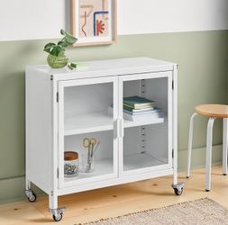 2 Door Metal Rolling Locker Storage Cabinet Chalk White - Room Essentials™