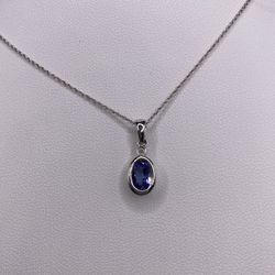 EFFY Tanzanite 8mm oval Diamond necklace
