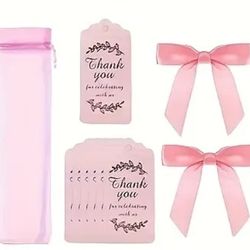 Pink thank you tags with bows