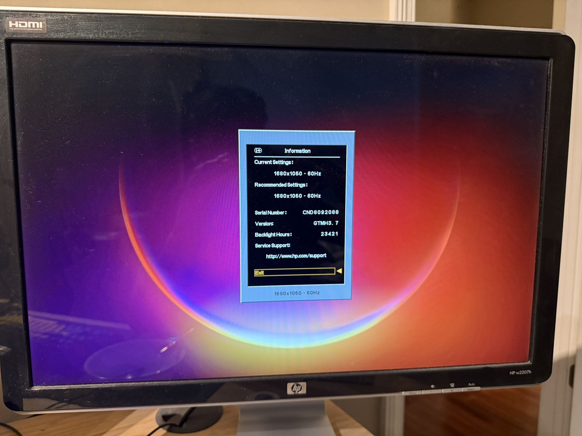 1680 X 1050 HP Monitor