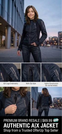 Armani Exchange Moto Black Jacket Size Small