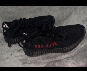 black and red yeezy 350s