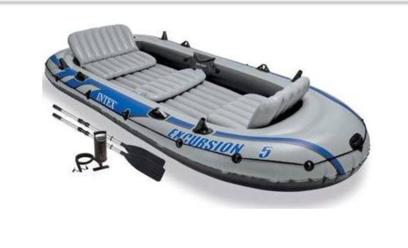 Intex Excursion 5 Inflatable Raft and trolling motor