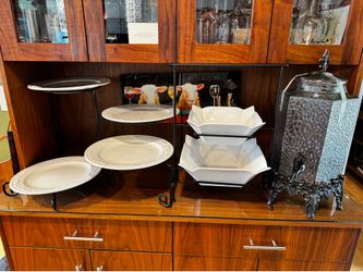 2 and 4 tiered serving towers with dishes