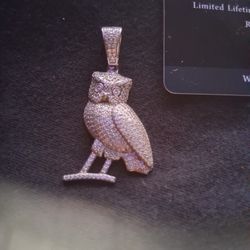GRA 2ct Vvs1 Moissanite 925 Silver Owl Pendant 