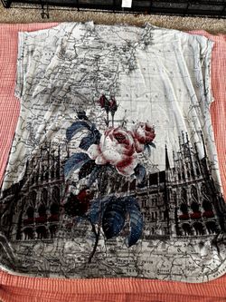 Floral Map Print Short Sleeve Top