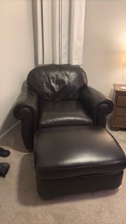 Leather chair and Ottomon