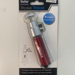 Pocket Tripod 6 Inch Extension, Red, New
