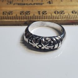 Stunning Sterling Silver 925,Floral Scroll Design Band Ring - Size 6.5, Unique 