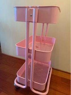 Pink 3-Tier Rolling Utility Cart