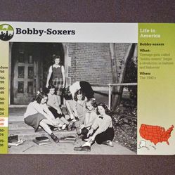 1997 Grolier Teenage Girls Bobby-Soxers 1940's Fashion History Large Over-sized Card Collectible Vintage