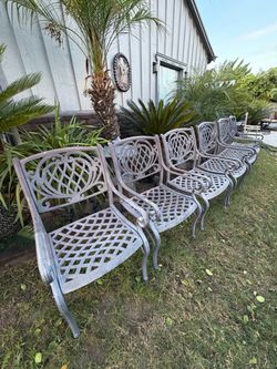 Cast Aluminum chairs $30. 6 available for $180
