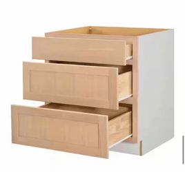 30 in. W x 24 in. D x 34.5 in. H Ready to Assemble Drawer Base Kitchen Cabinet in Unfinished with CLICKREADY Technology  open box 📦   Hampton Bay Mod