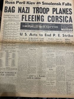 Vintage 1943 Herald Express Newspaper