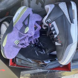 Jordan 4 Rm Grandmas Driveway, Cool grey 11s, Bc 3s ,Black Cat 3 ,Canyon Purple 4s