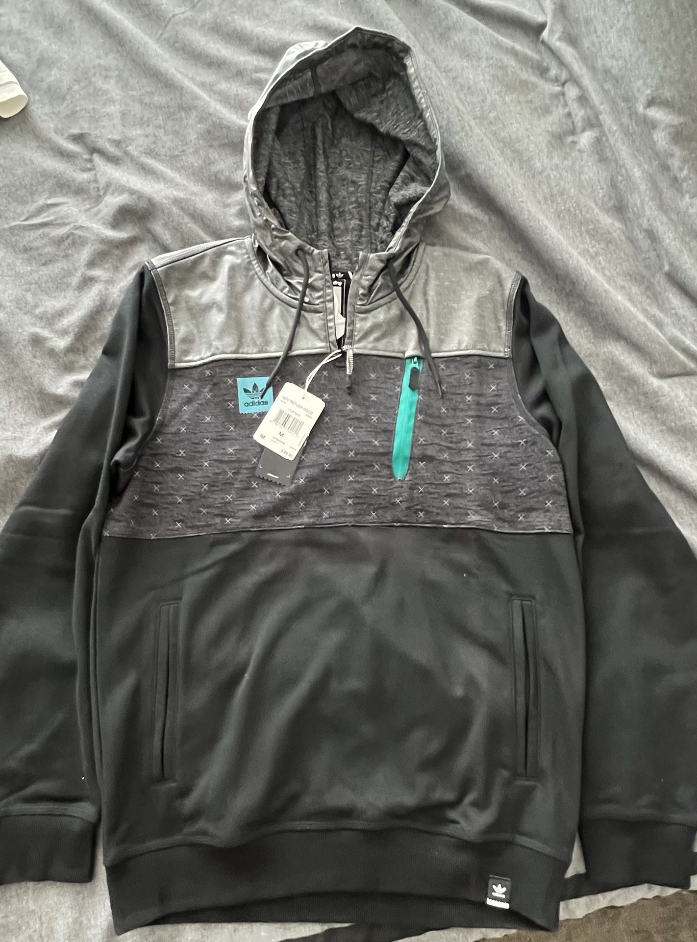 New Jacket Adidas Medium Black Hoodie Msrp $85