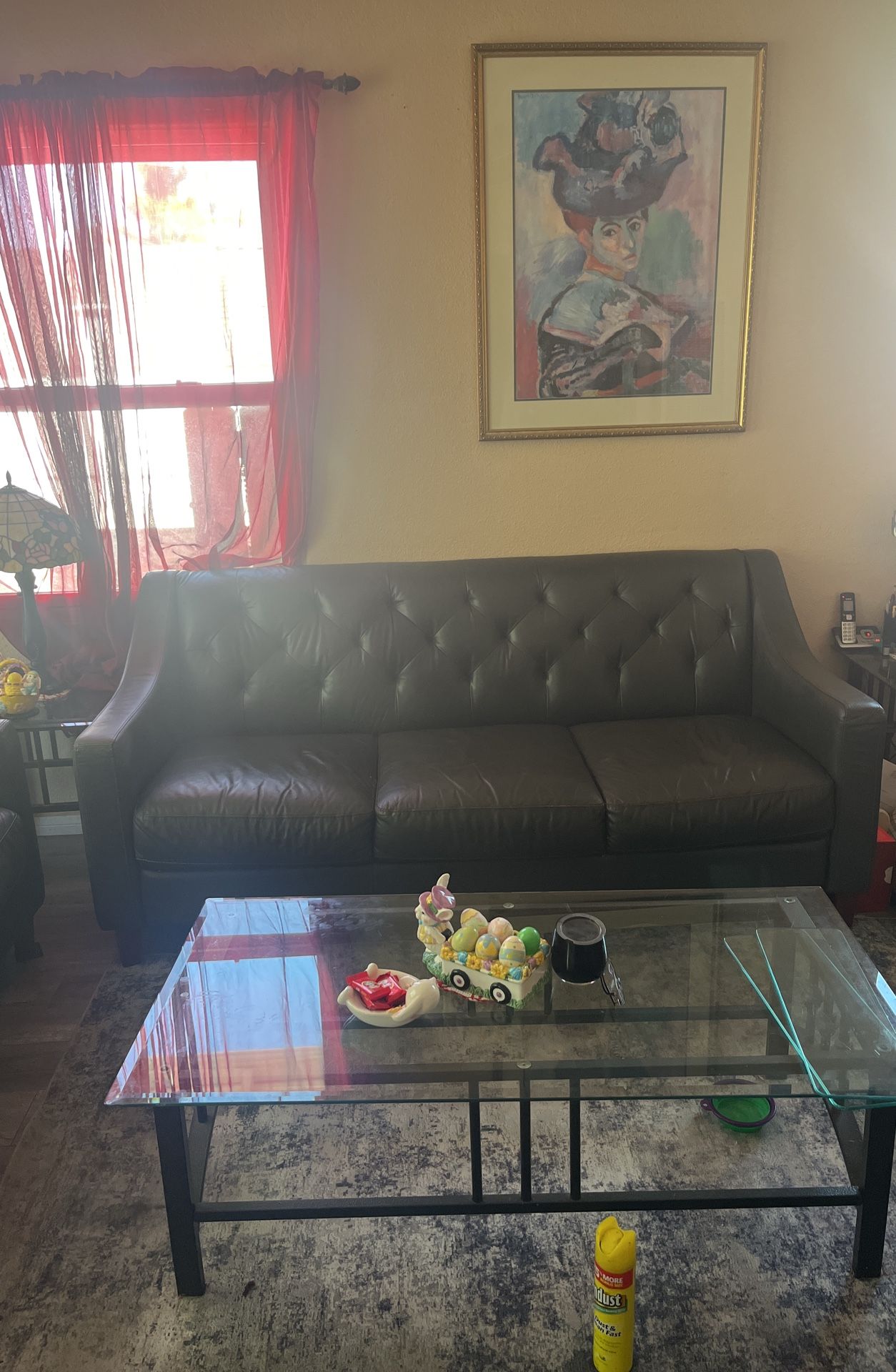 2 Leather Sofa. (grey)