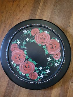 Hand-Painted Halloween Pumpkin Decorative Lazy Susan