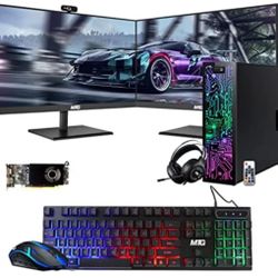 HP G3 Gaming Desktop PC, Intel Core i7 6th Gen, GT 1030 , 16GB RAM, 240GB SSD | 2TB HDD, RGB Keyboard Mouse, RGB Headphone, Webcam, New Dual MTG 24 in