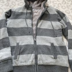 Warm Grey Jacket Zip Up Hoody Size Large Lg