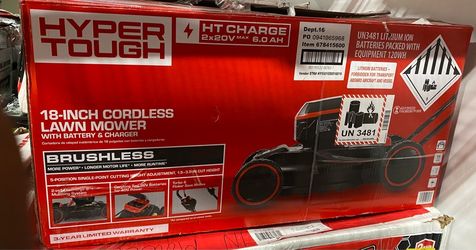 Hyper Tough 20V 18-inch Side-Discharge Lawn Mower, HY(contact info removed)516019  Used   $120