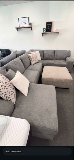 Gray Fabric Sectional Sofa without ottoman