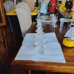 Vintage Clear Glass Christmas Tree 10"