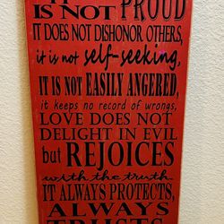 Inspirational Wood Wall Art – 1 Corinthians 13:4-8